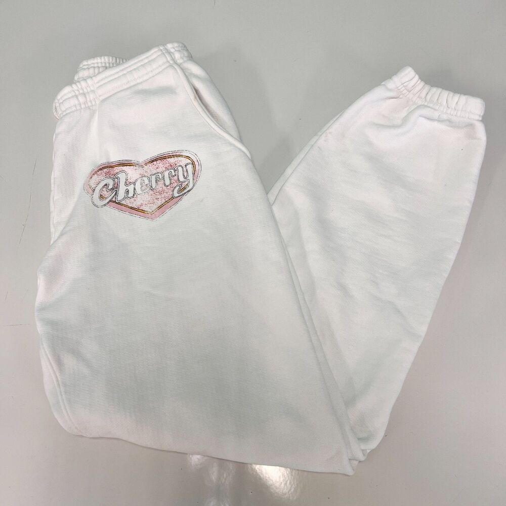 Cherry Los Angeles Sweatpants Womens XS White Heart Logo 26x29